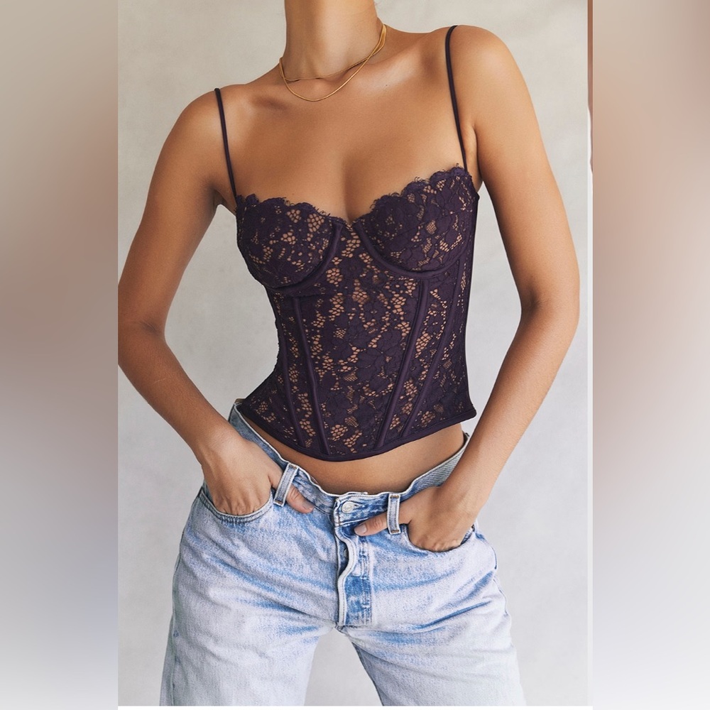 House of CB MILA Night Shade Lace Underwired Corset, Size XS